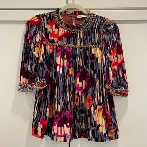 Ulla Johnson Valere Velvet Top Disco Floral Size 6